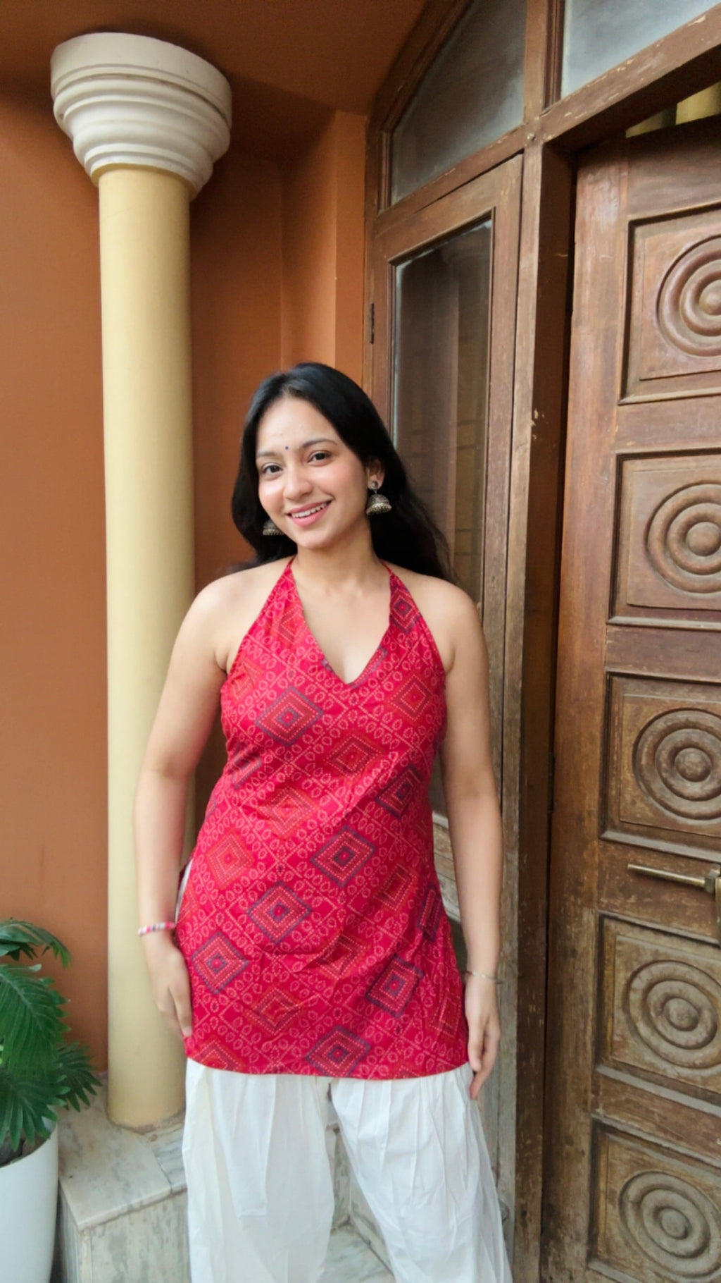Jaipuri Charm Halter Neck Kurti