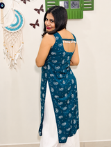 Suhani Shell Lace Kurti - Teal Blue