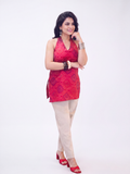 Jaipuri Charm Halter Neck Kurti