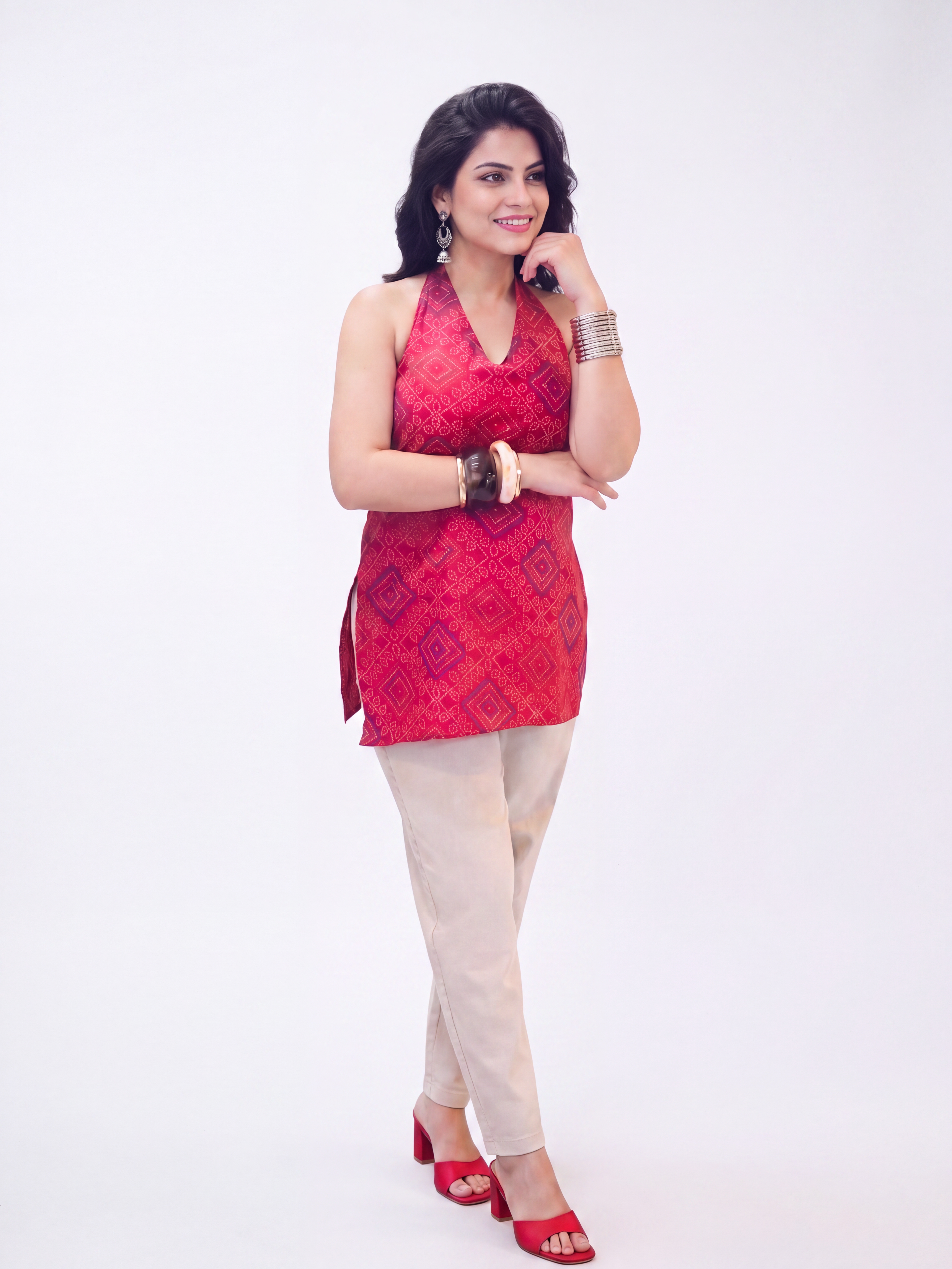 Jaipuri Charm Halter Neck Kurti