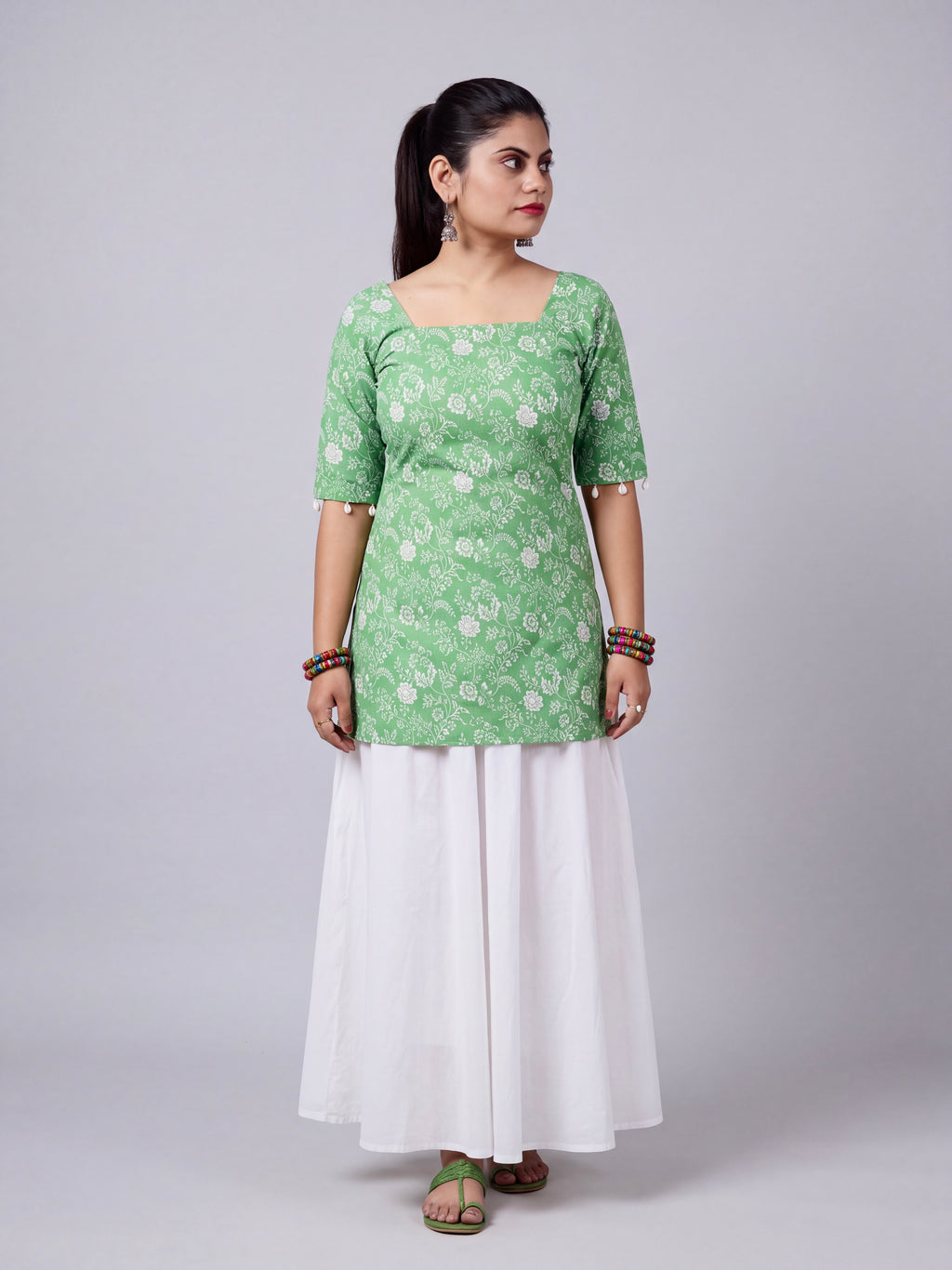 Aafreen Corset Kurti – Mint Bloom