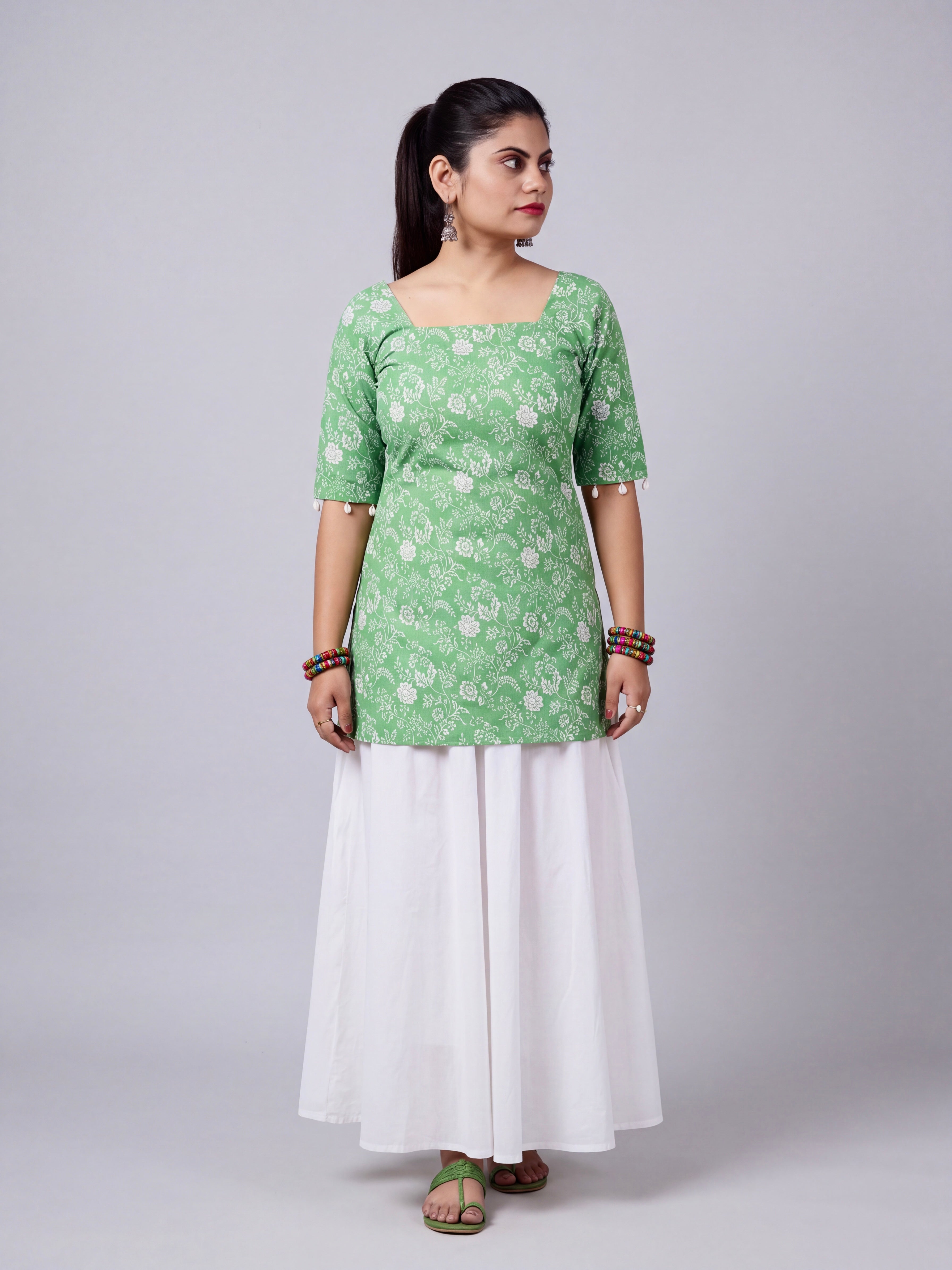 Aafreen Corset Kurti – Mint Bloom