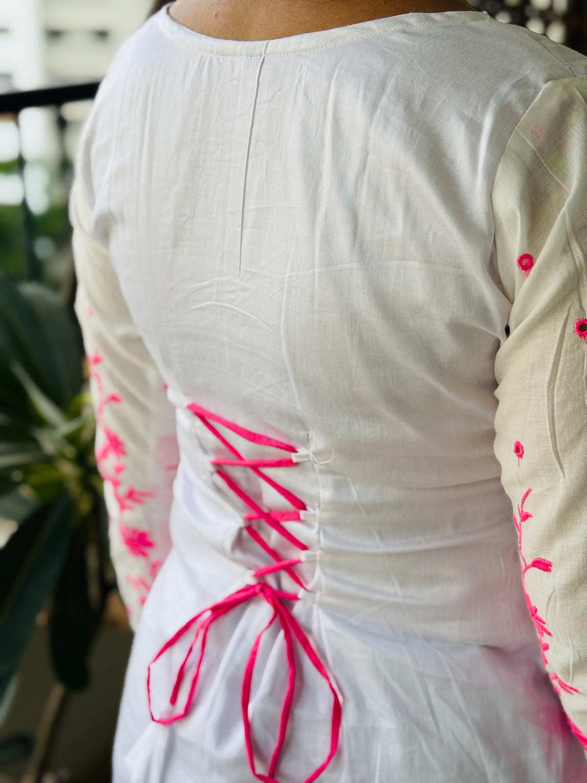 Aadhya Pink Chikankari Corset Kurti
