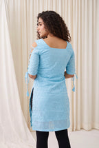 Sky Blue Dori Sleeve Kurti