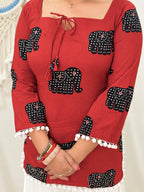 Nyra Red – Laddu Lace Corset Kurti