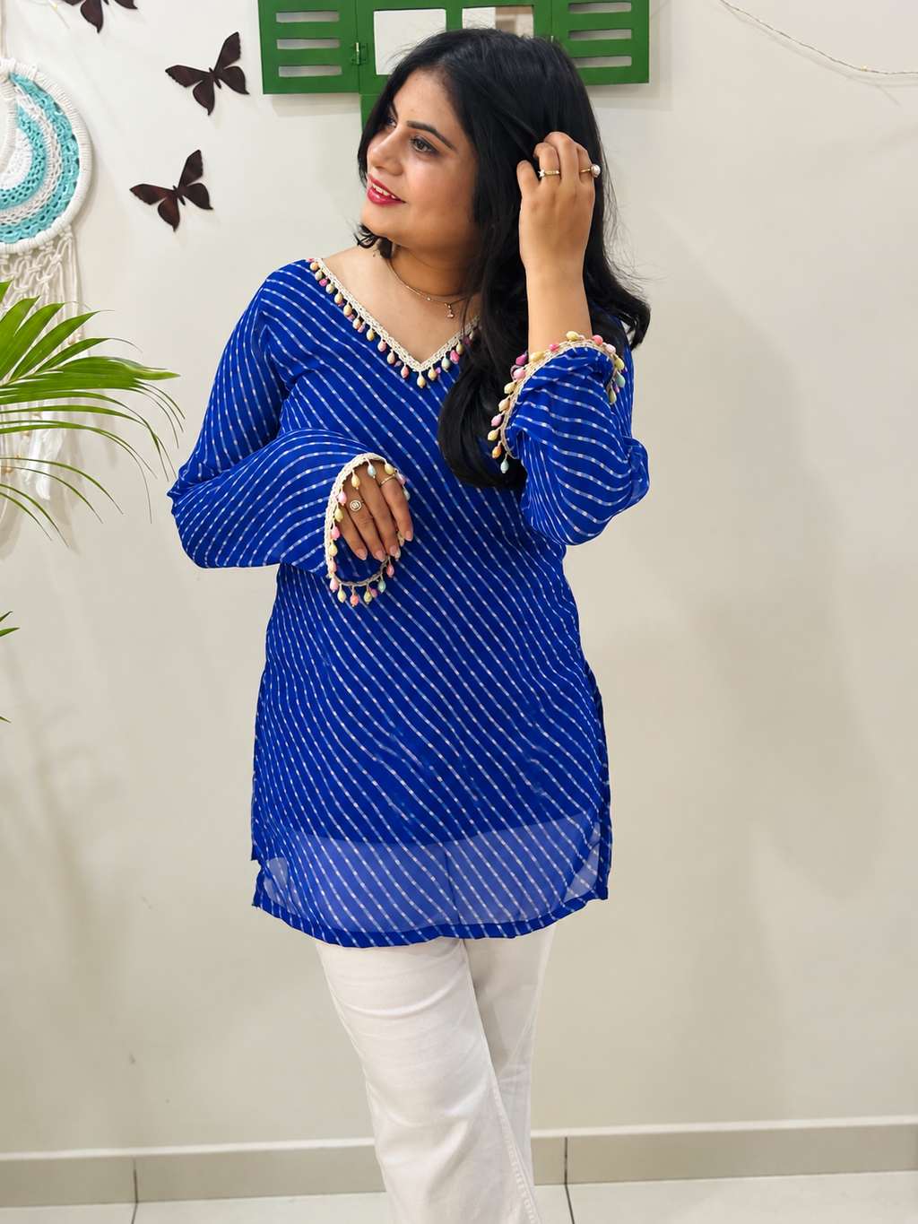 Royal Blue Kota Doria Kurti