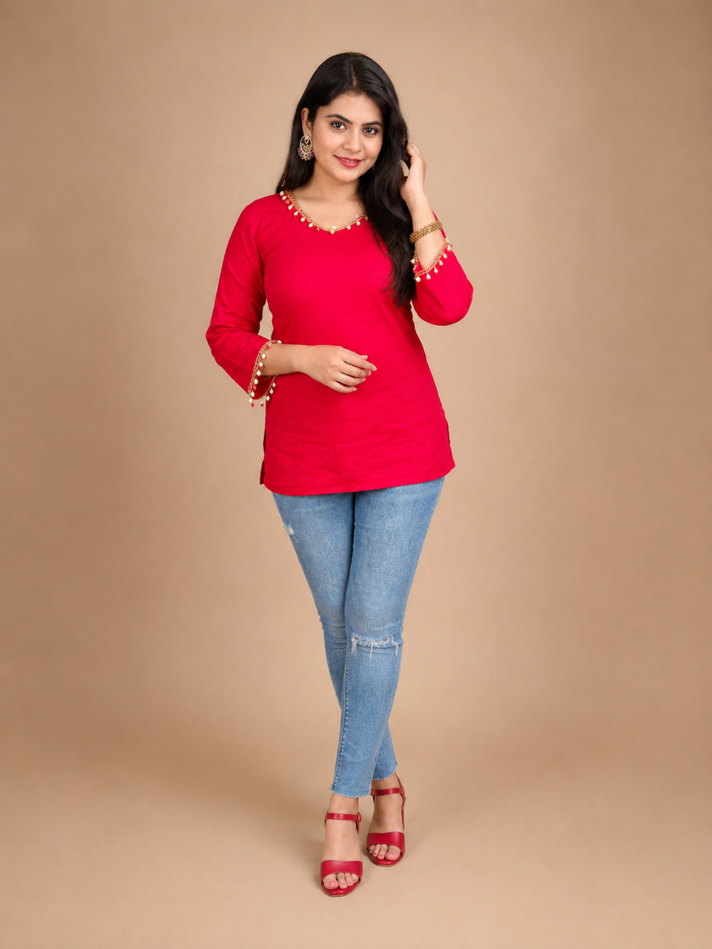 Ruby Pearl Charm Kurti