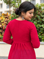 Hot Red Churidaar Sleeves Kurti