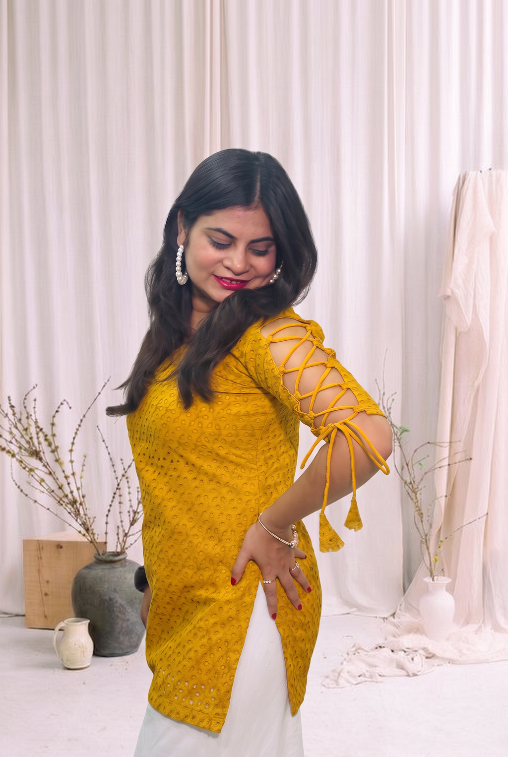 Sunflower Dori Sleeve Kurti 🌻