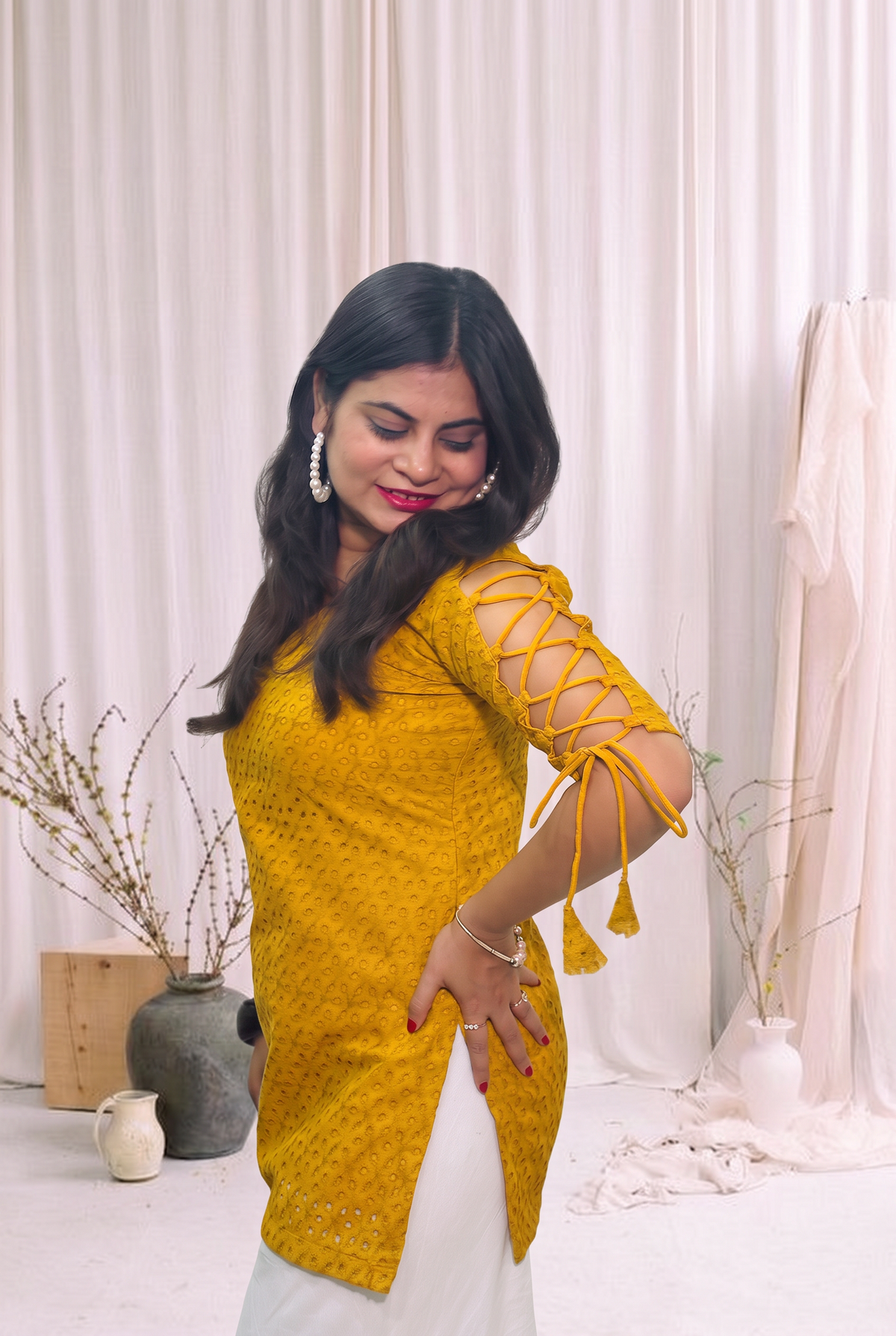 Sunflower Dori Sleeve Kurti 🌻