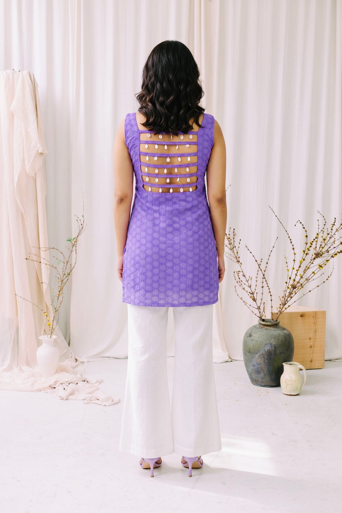 Lavendar Shell Ladder Kurti