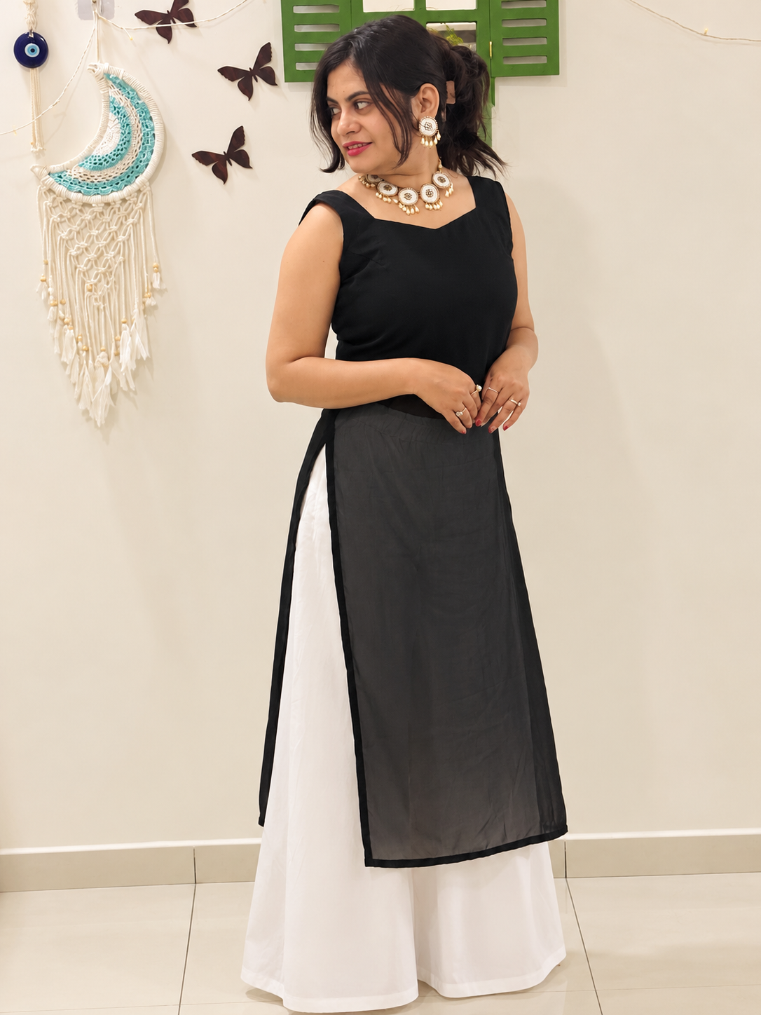 Shyama Sheer Shell Lace Kurti
