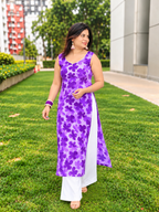 Lavender Bloom Coin-Back Kurti