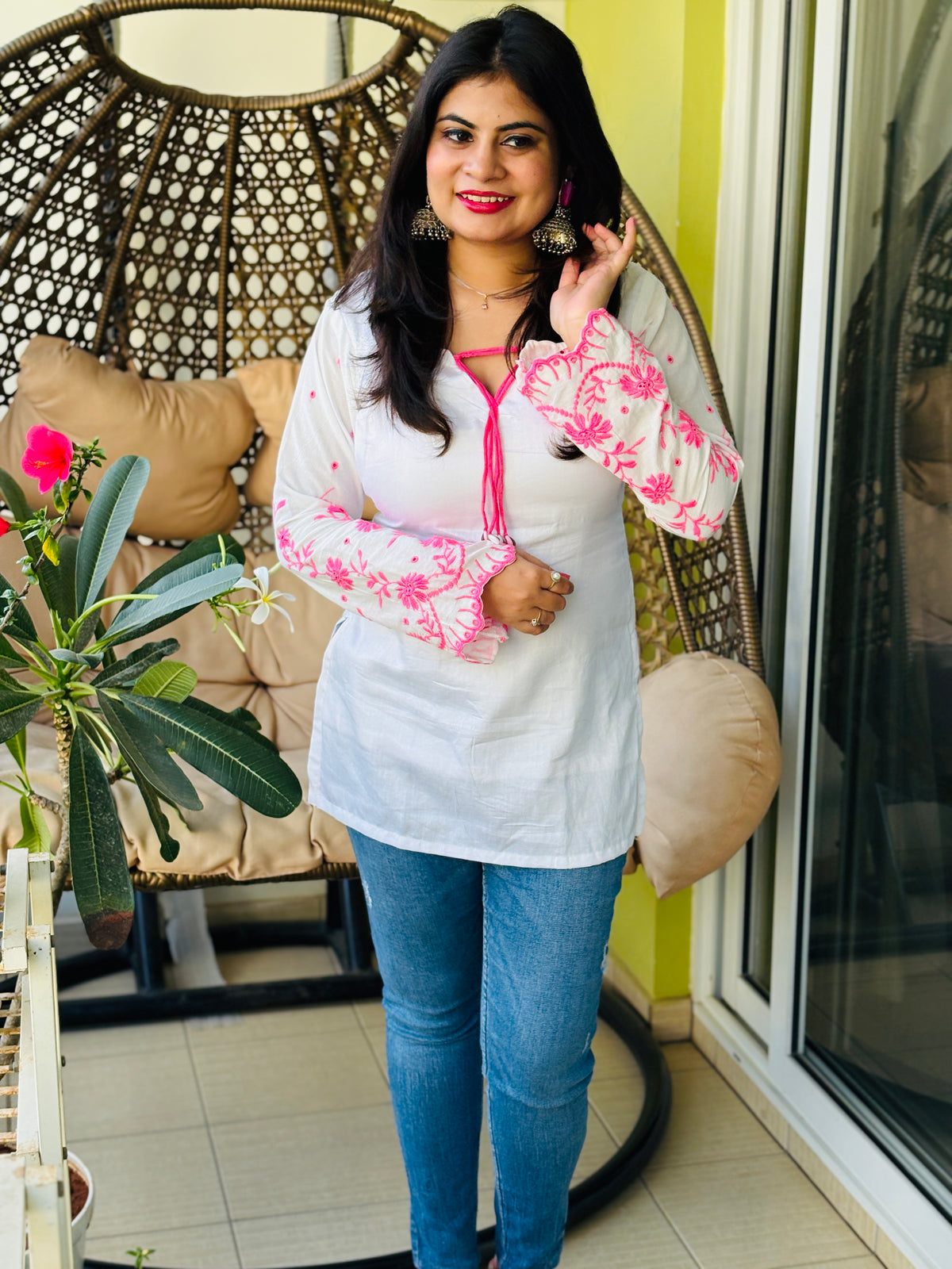 Aadhya Pink Chikankari Corset Kurti