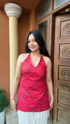 Jaipuri Charm Halter Neck Kurti