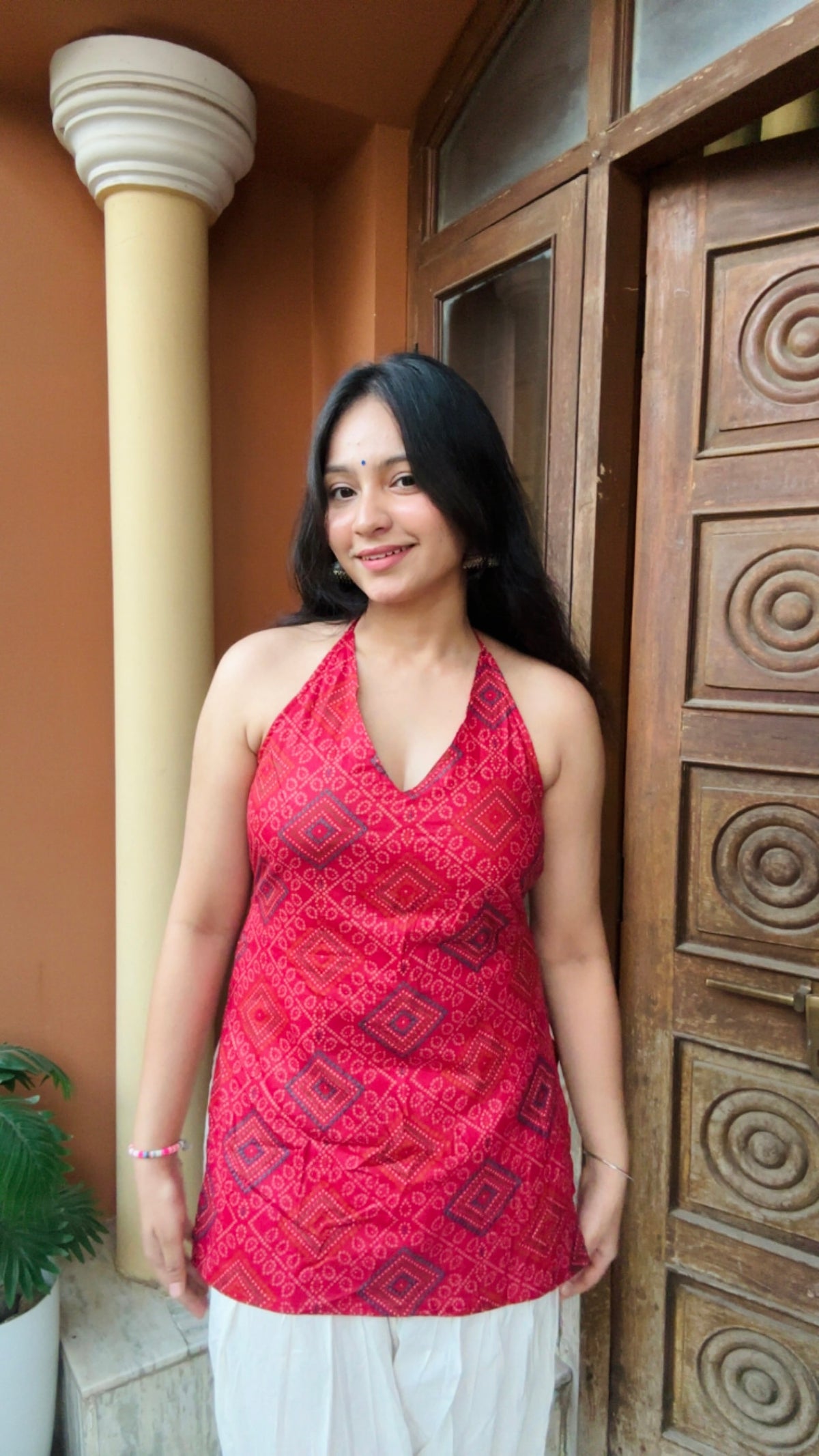 Jaipuri Charm Halter Neck Kurti