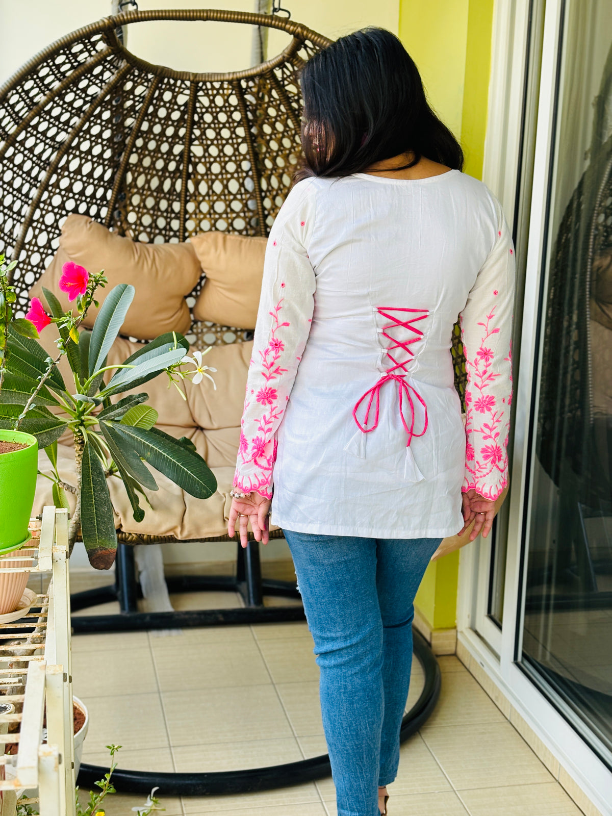 Aadhya Pink Chikankari Corset Kurti