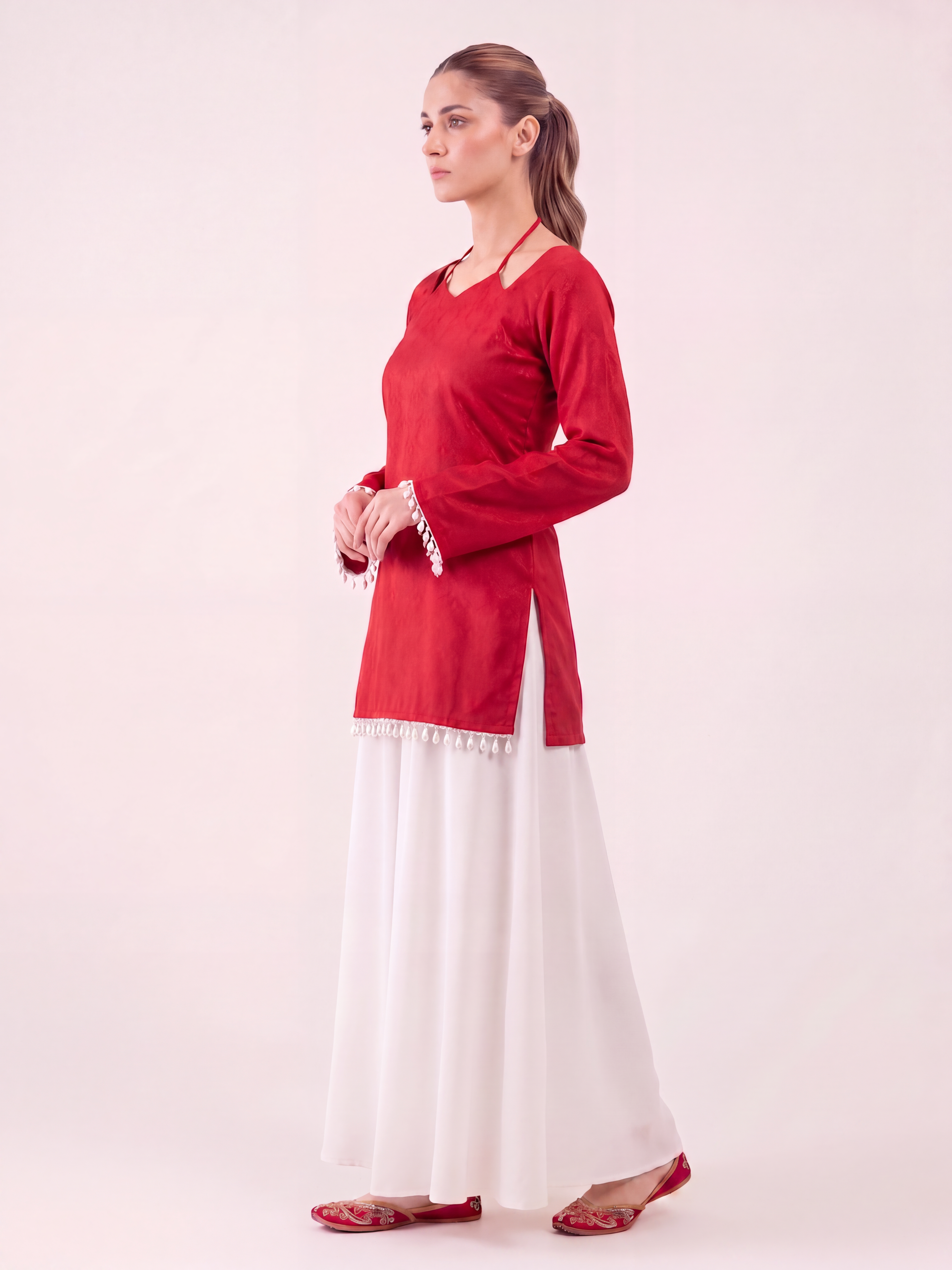 Noor Tie-Up Pearl Corset Kurti