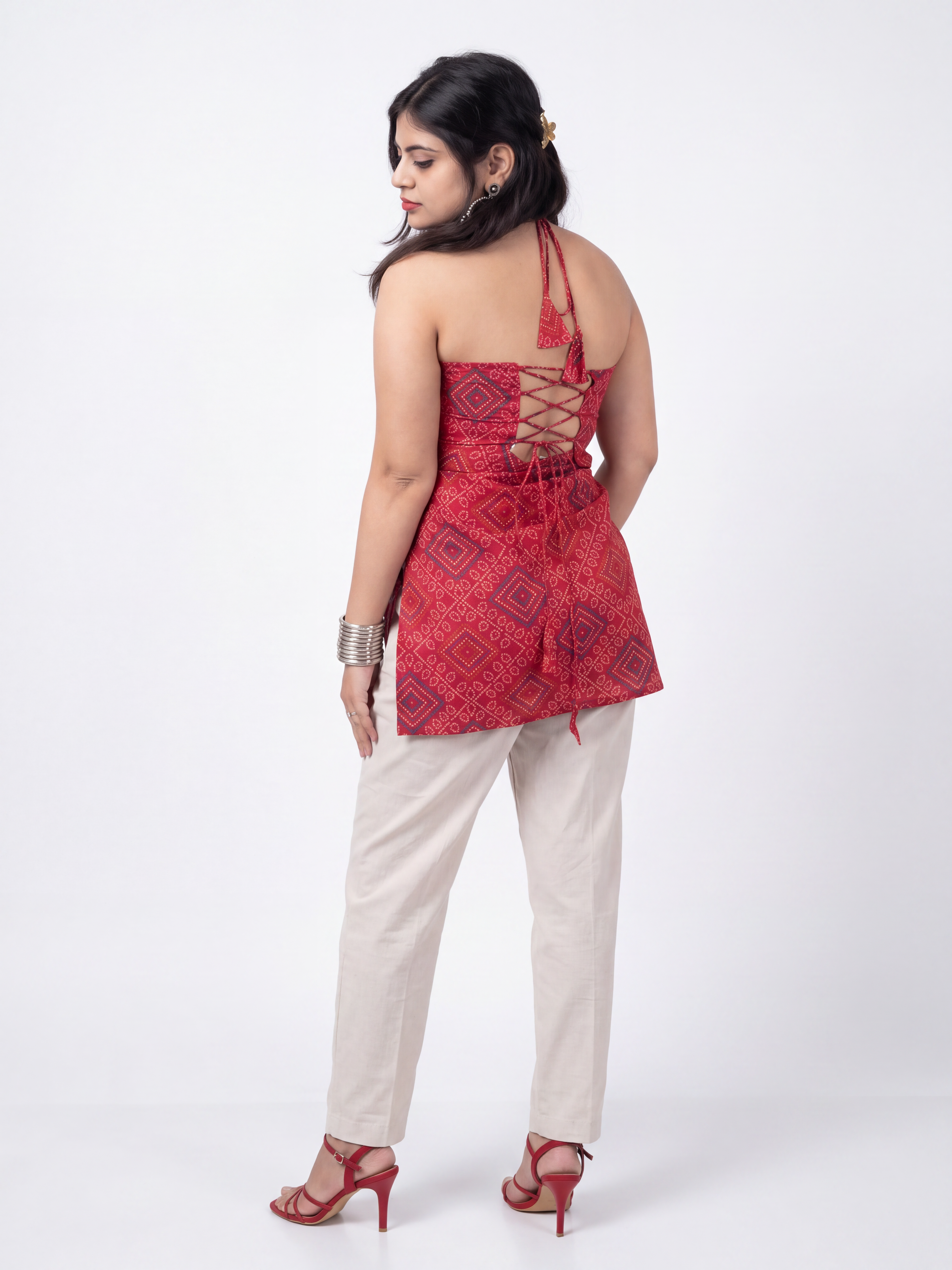 Jaipuri Charm Halter Neck Kurti
