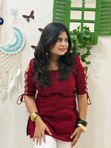 Hot Red Dori Sleeve Kurti