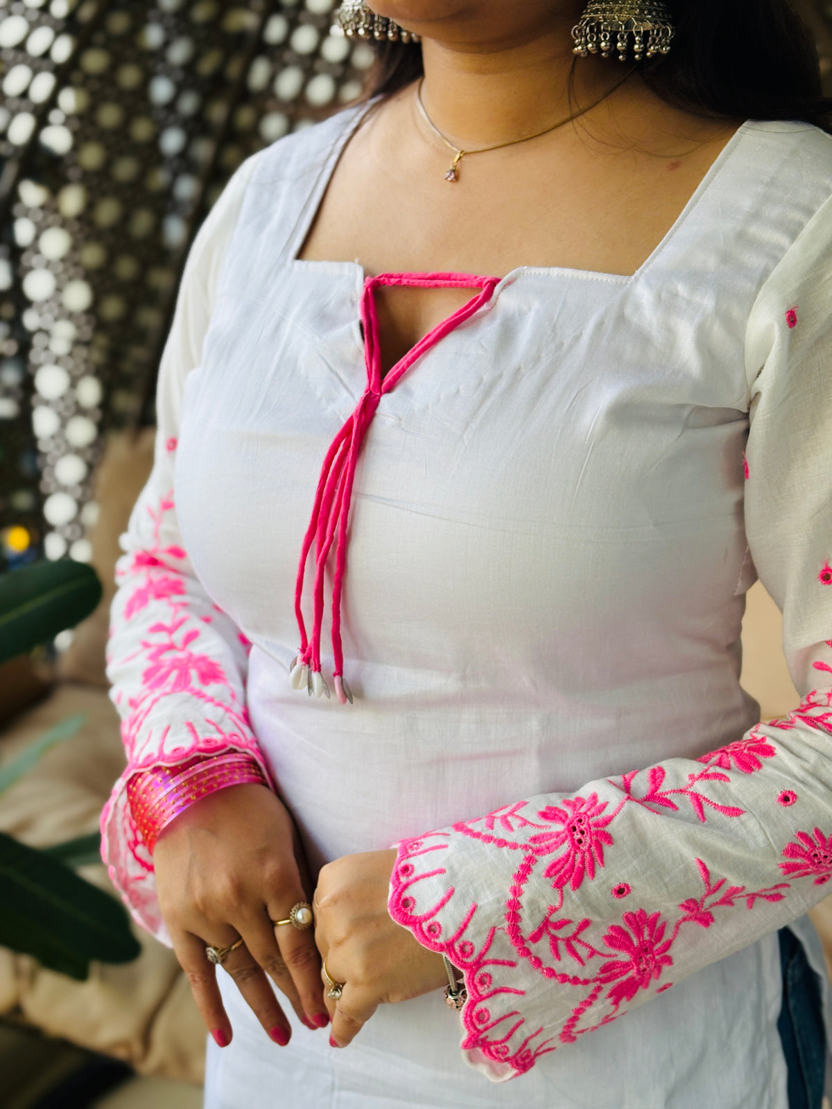 Aadhya Pink Chikankari Corset Kurti