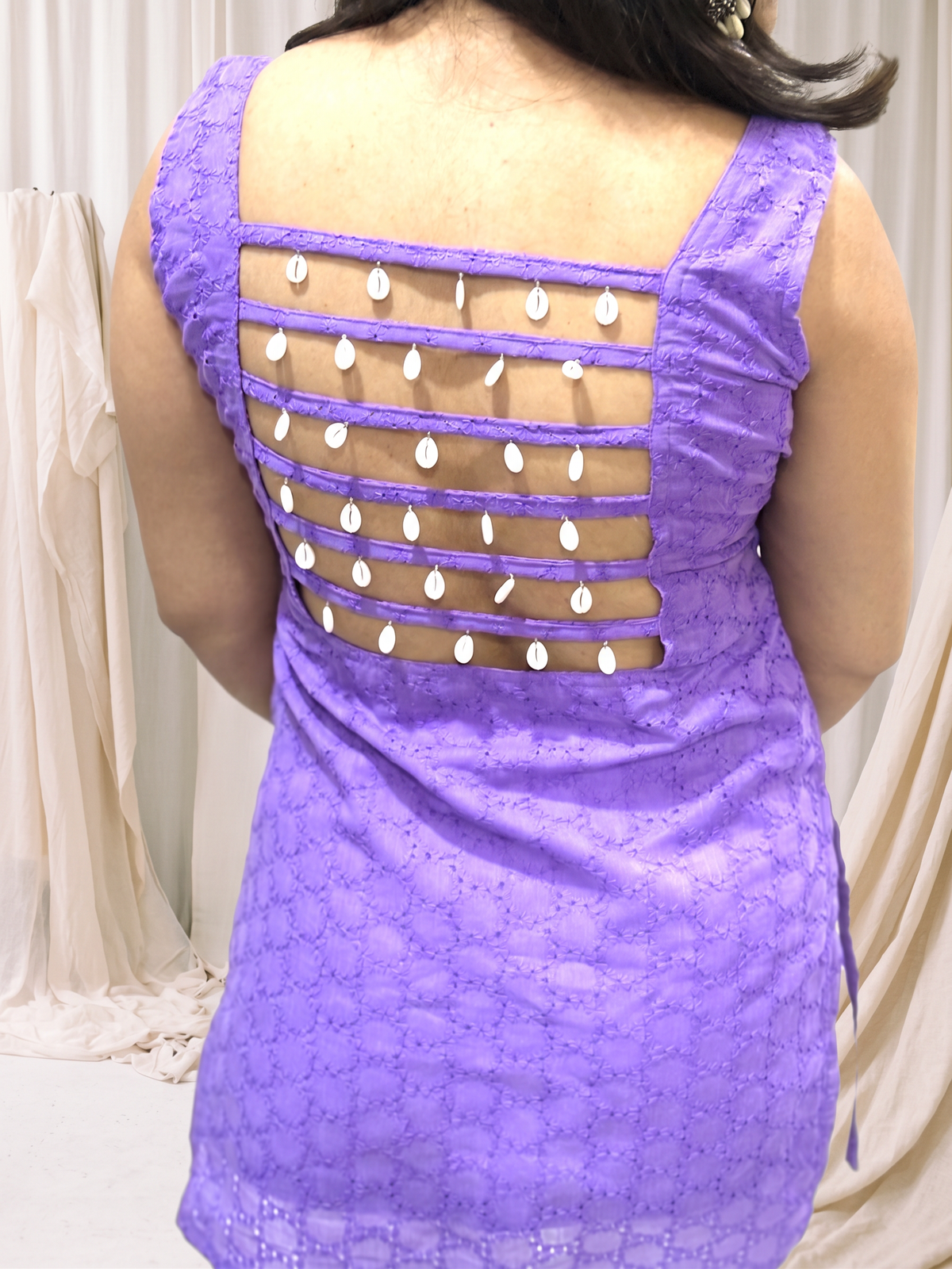 Lavendar Shell Ladder Kurti