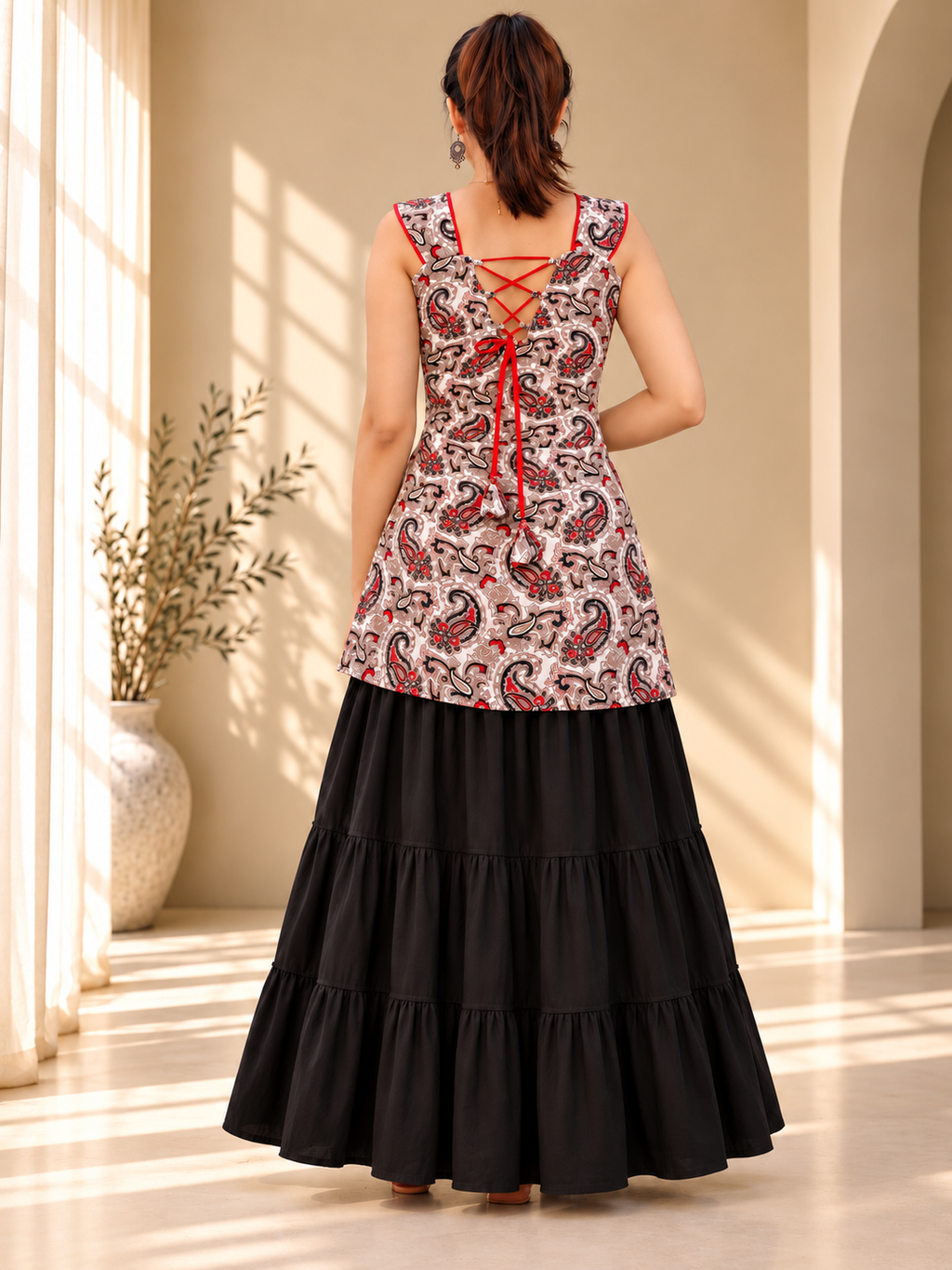Mishthi Corset Kurti – White & Red