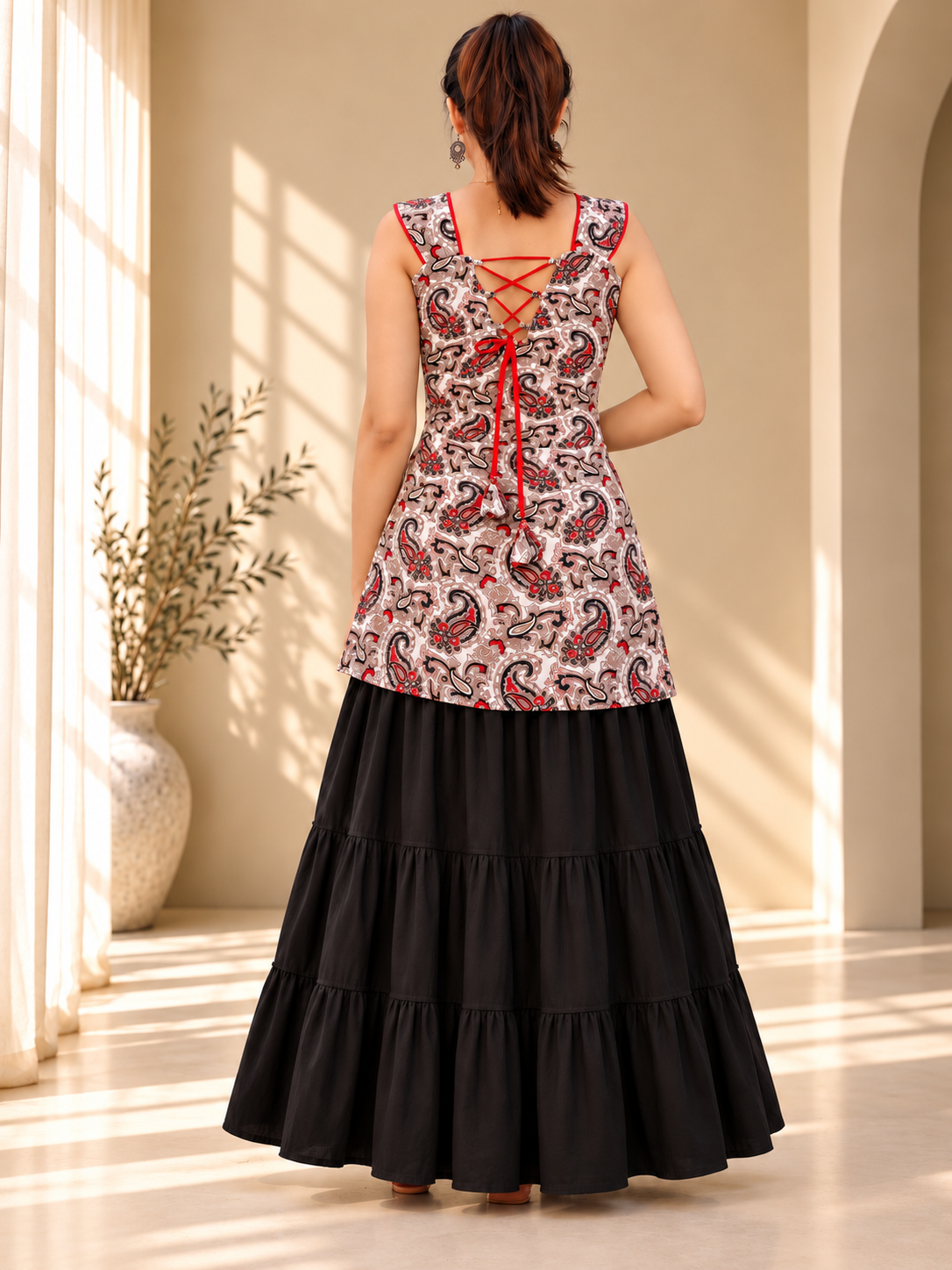 Mishthi Corset Kurti – White & Red