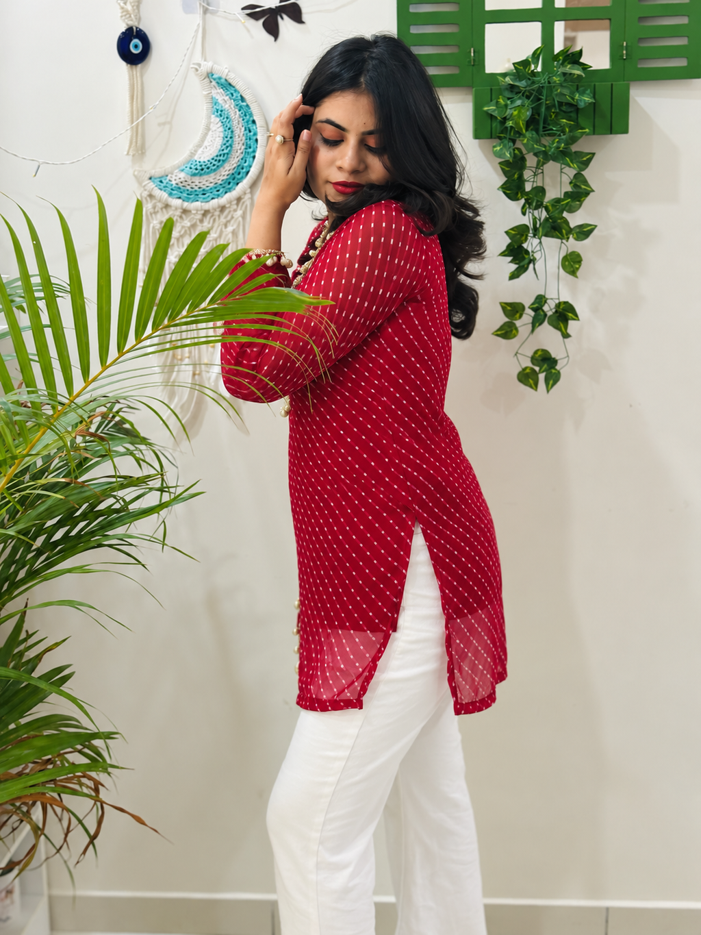Ruhani Ruby Kota Doria Kurti