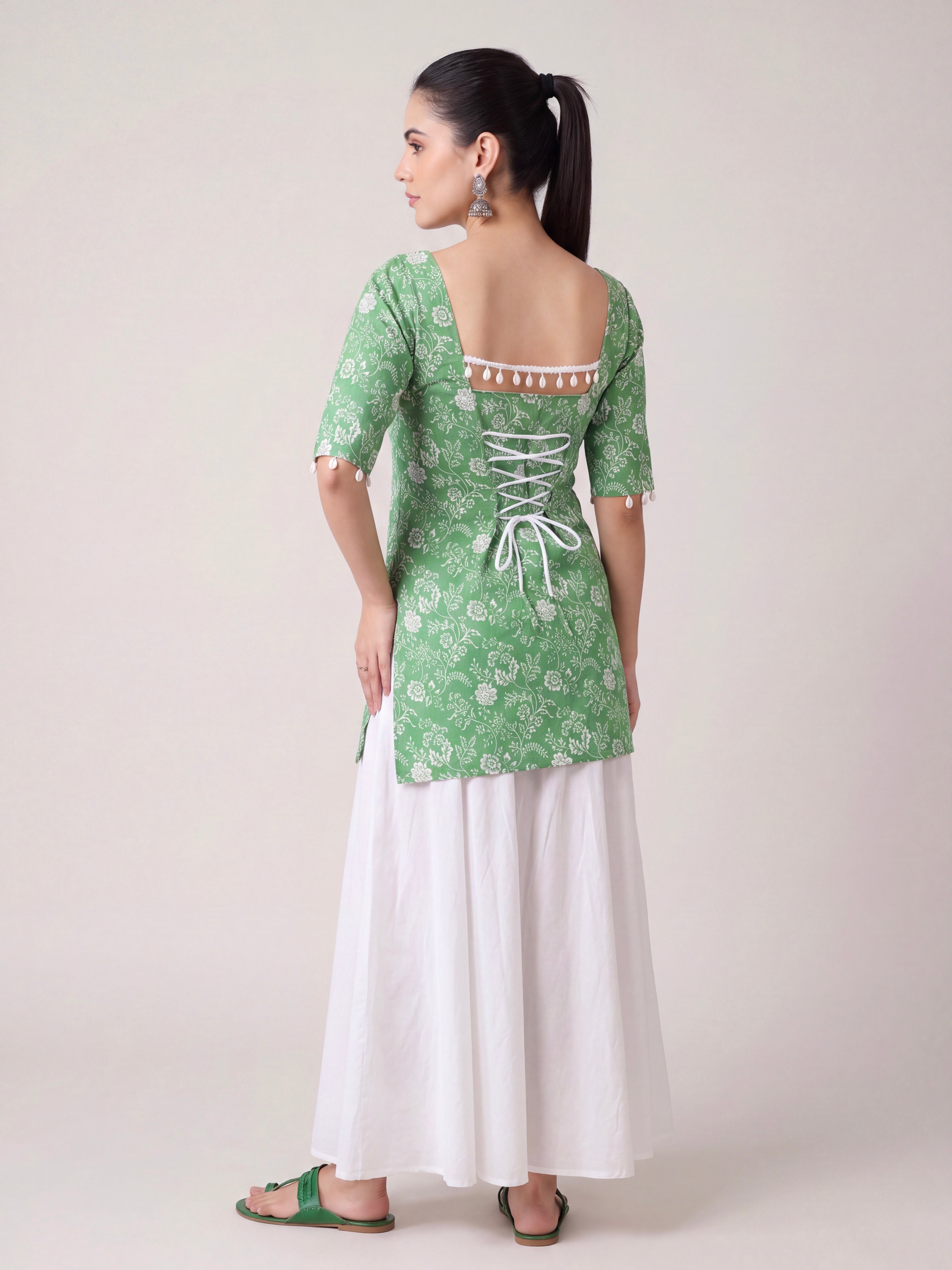 Aafreen Corset Kurti – Mint Bloom