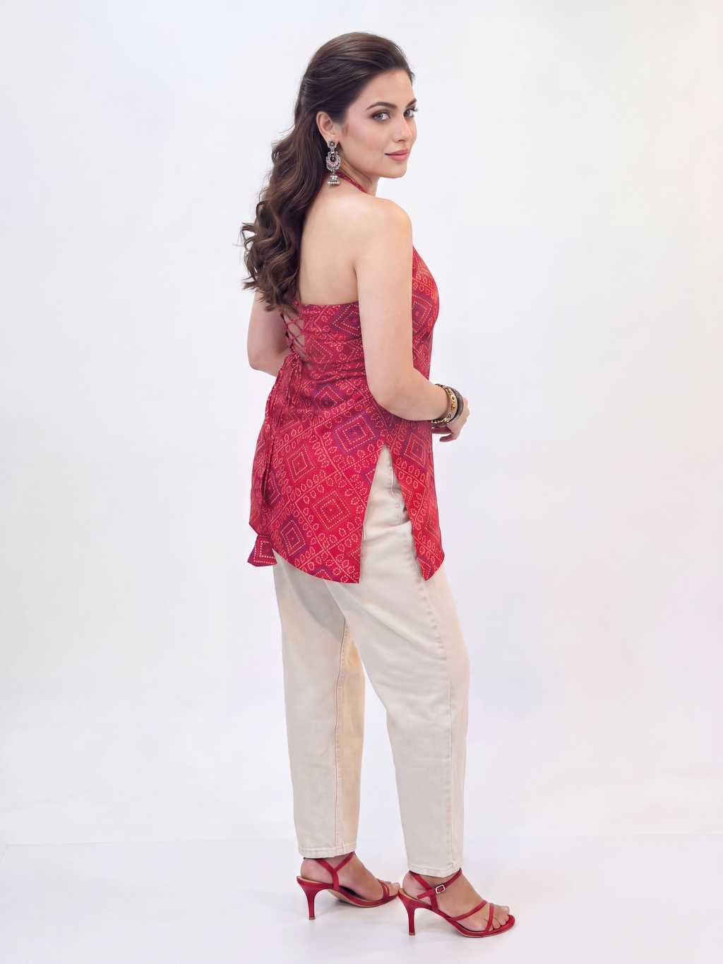 Jaipuri Charm Halter Neck Kurti