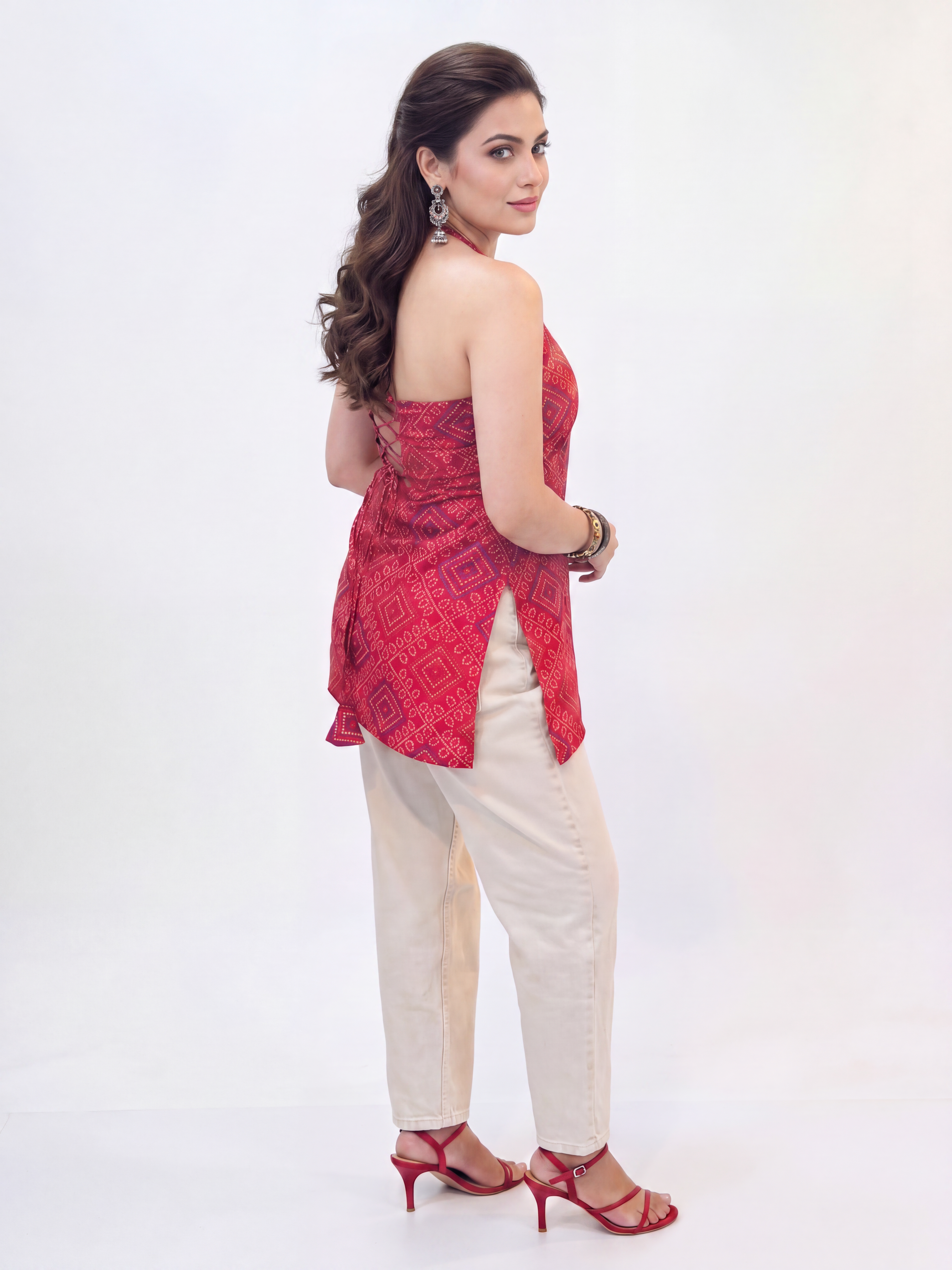 Jaipuri Charm Halter Neck Kurti