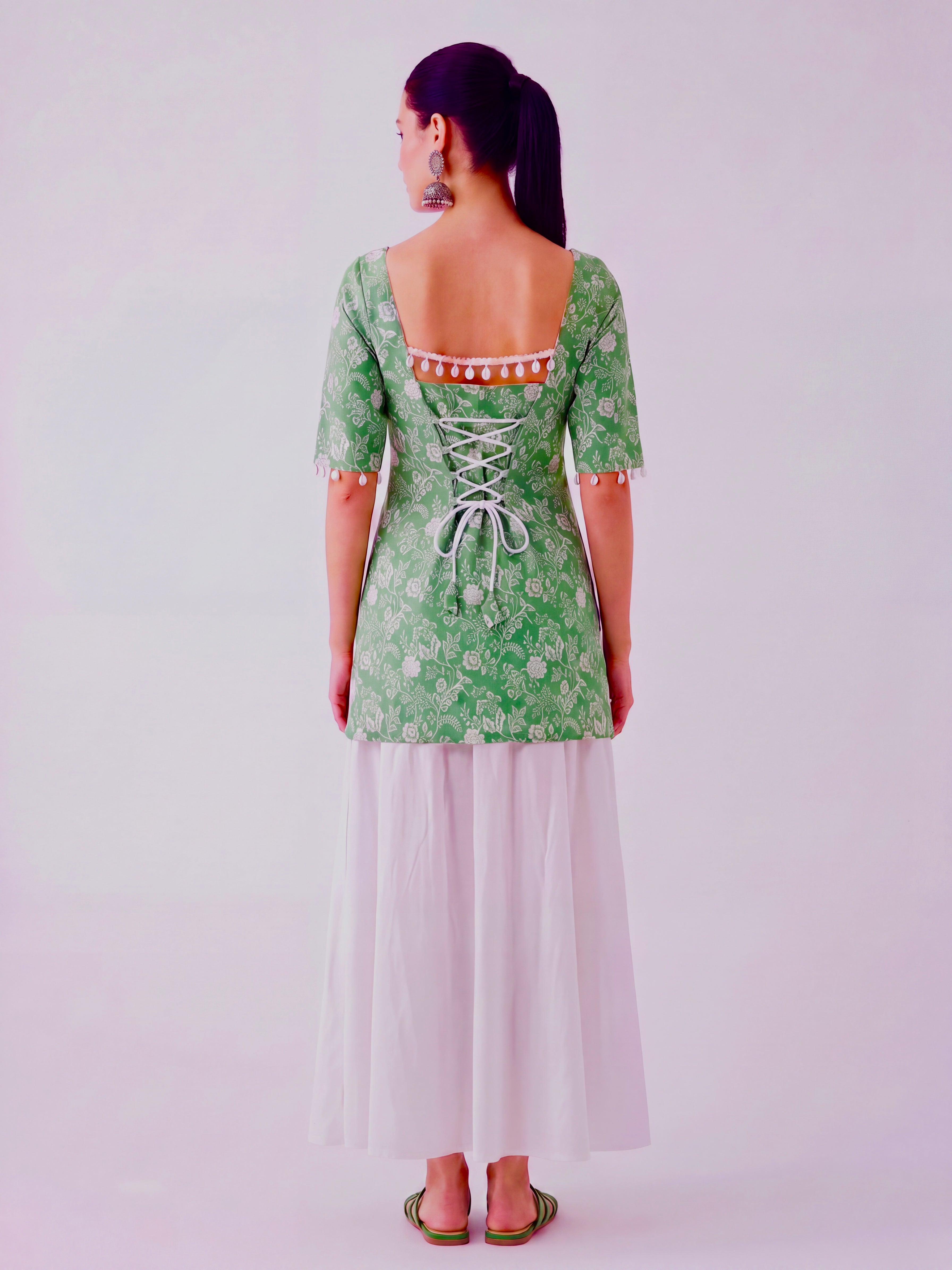 Aafreen Corset Kurti – Mint Bloom