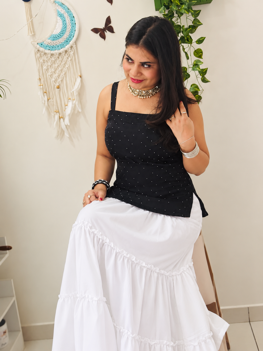 Black Zaria Swarovski Kurti