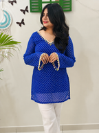 Royal Blue Kota Doria Kurti