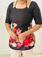 Black Bloom Corset Tie-Up Kurti
