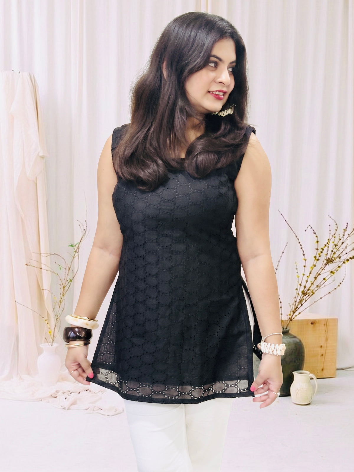 Black Shell Ladder Kurti
