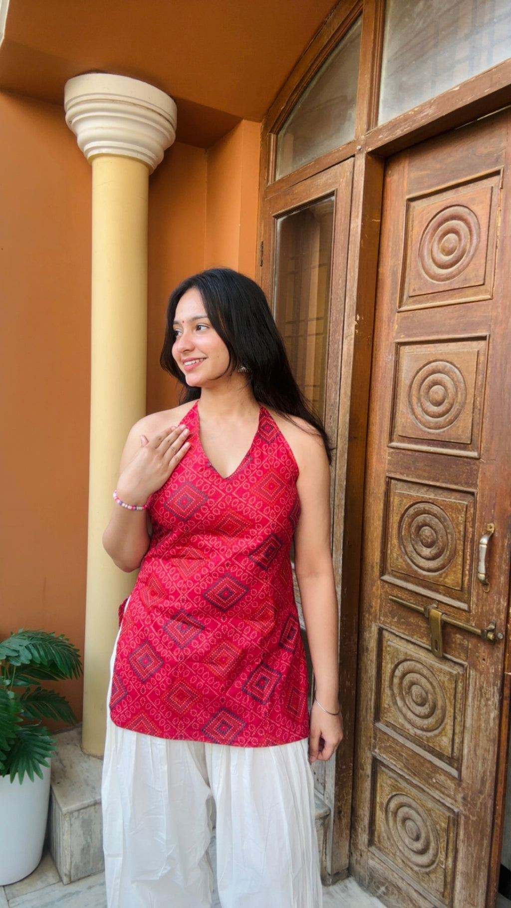 Jaipuri Charm Halter Neck Kurti