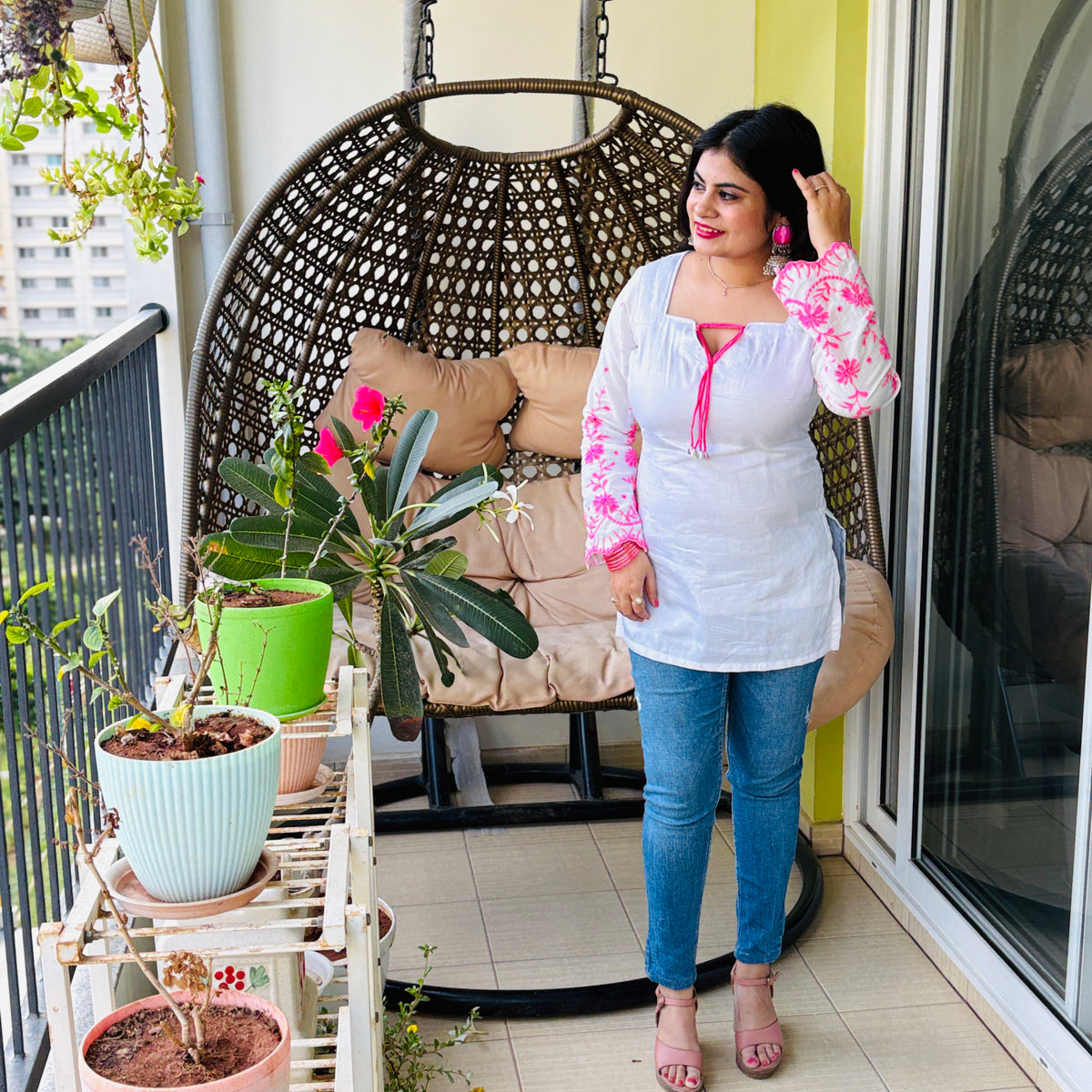Aadhya Pink Chikankari Corset Kurti