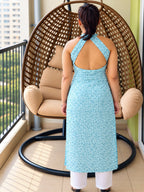 Lily Blue Petal Halter Neck Kurti