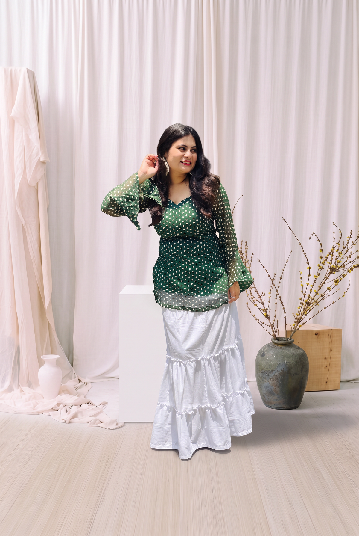 Bhuva Chauk Bandhani Kurti