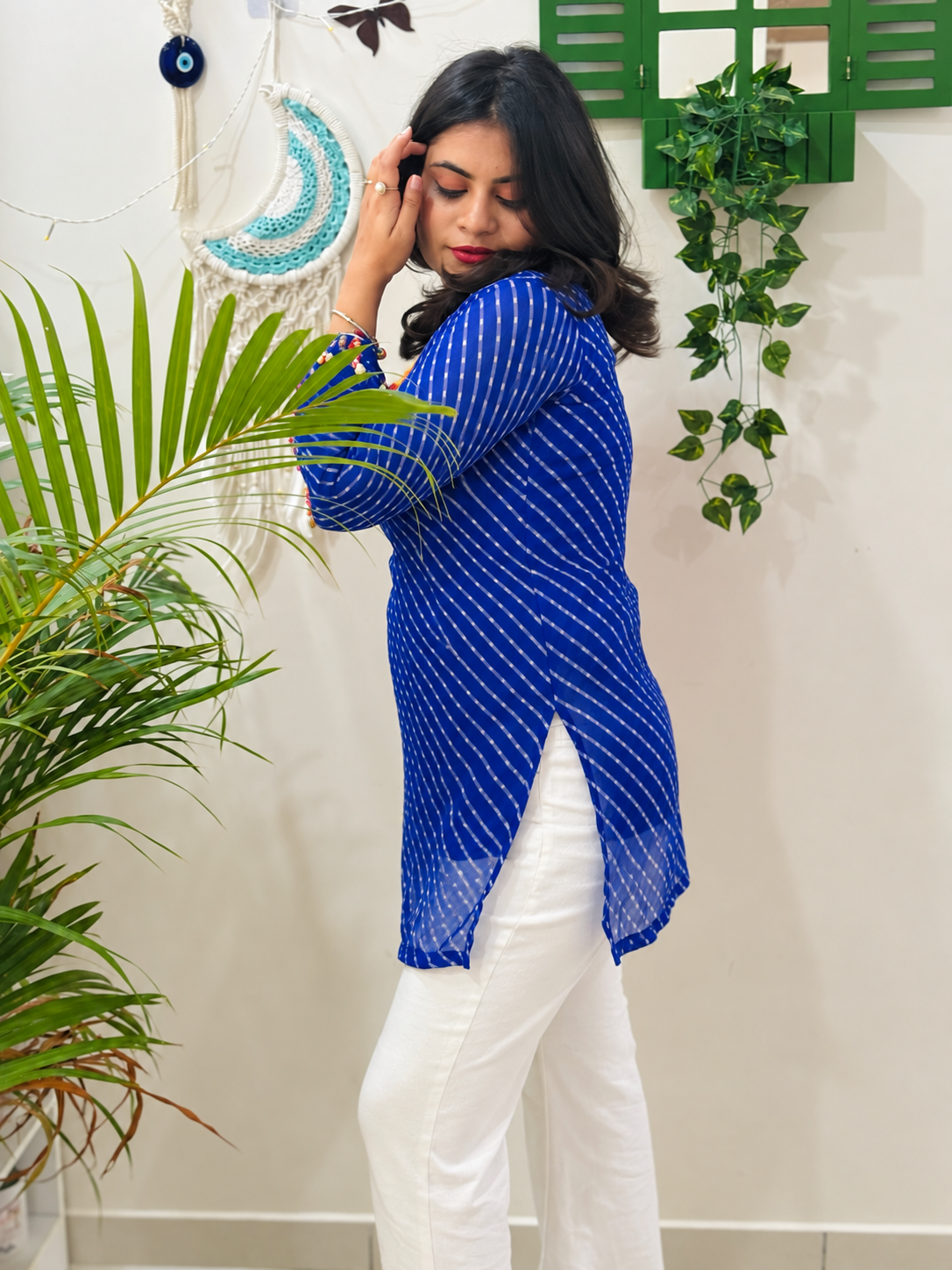 Royal Blue Kota Doria Kurti