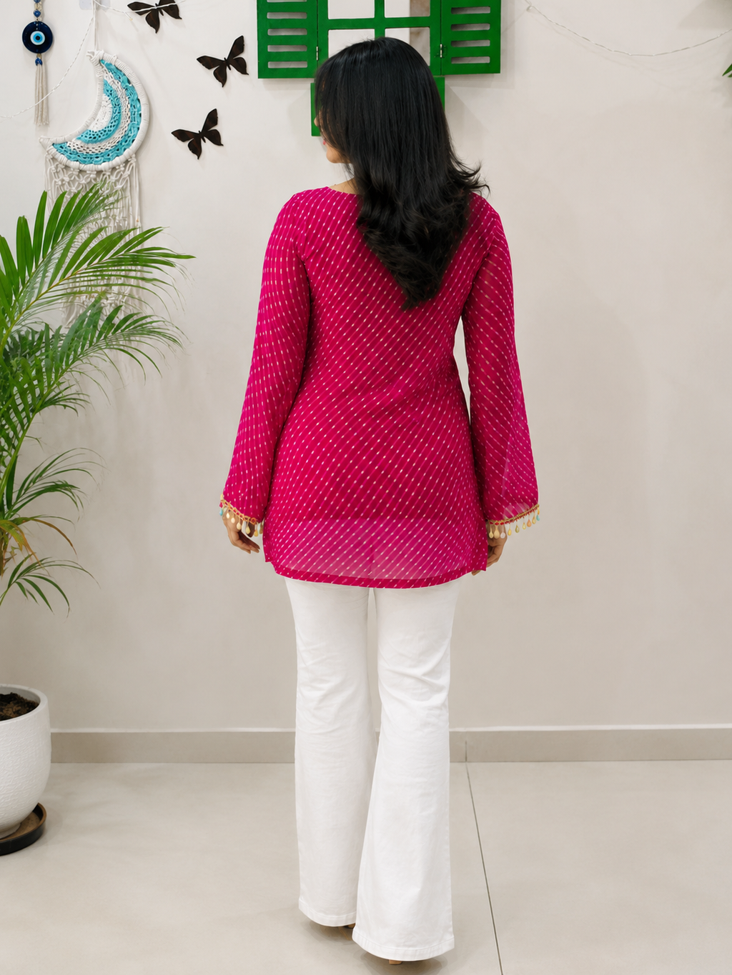 Pink Kota Doria Kurti