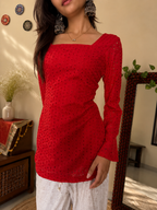 Diva Hot Red Corset Kurti
