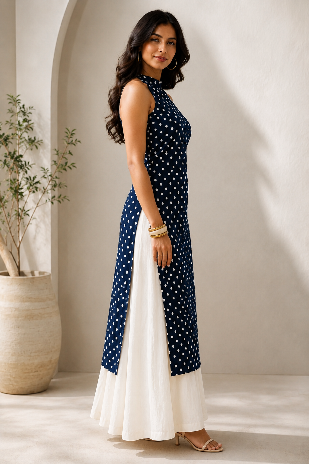 Naira Polka Muse Halter Kurti