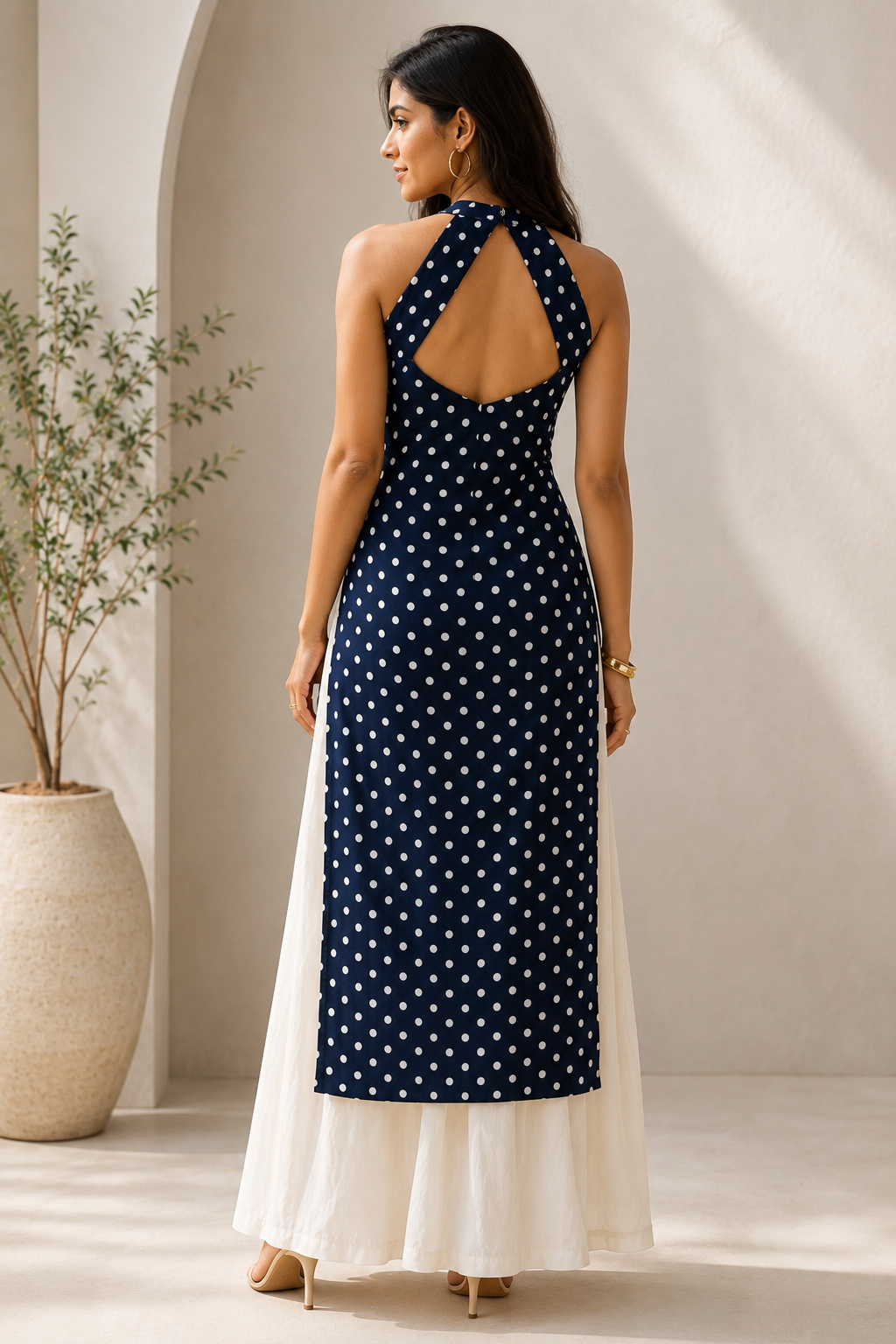 Naira Polka Muse Halter Kurti