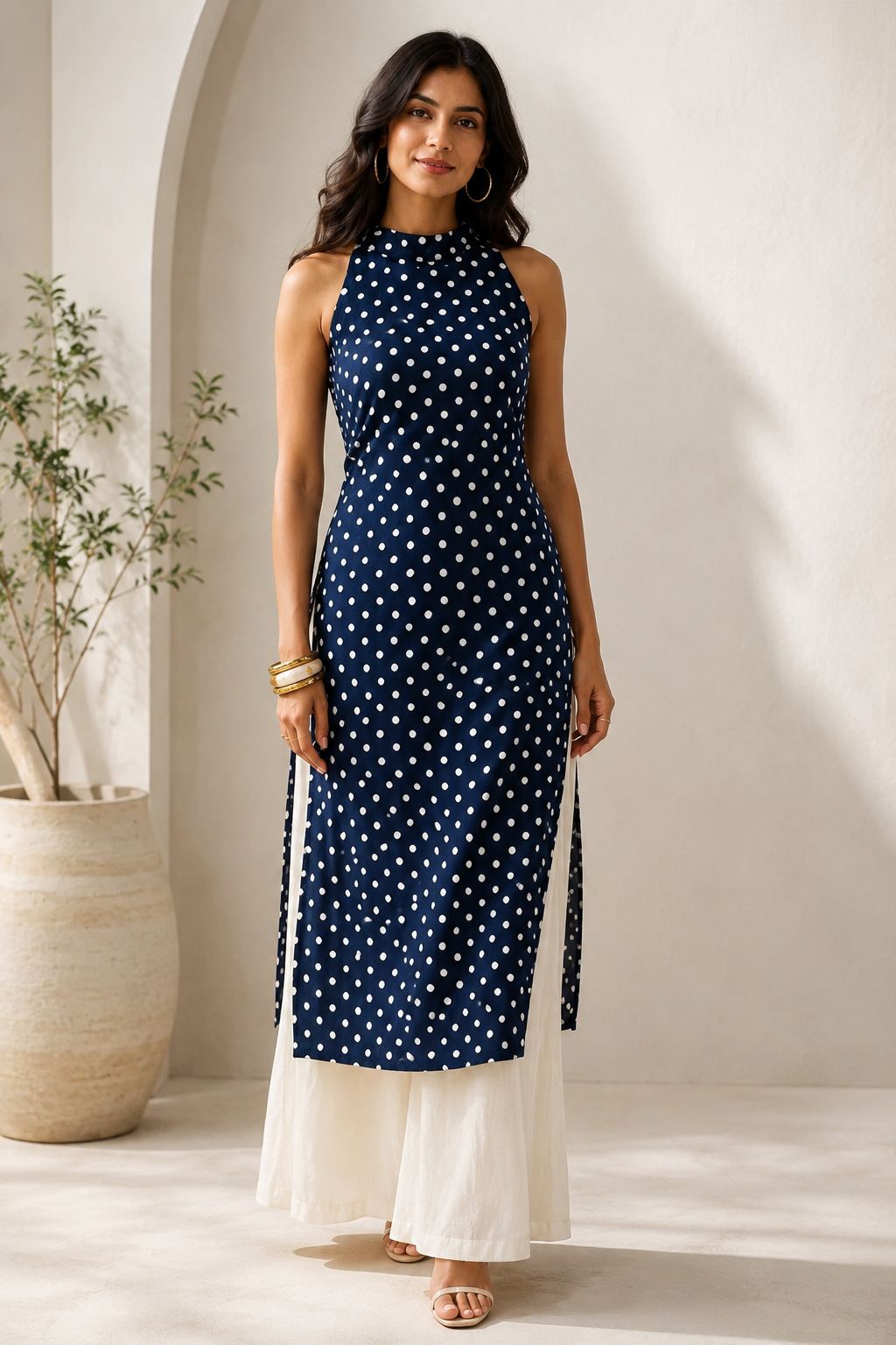 Naira Polka Muse Halter Kurti