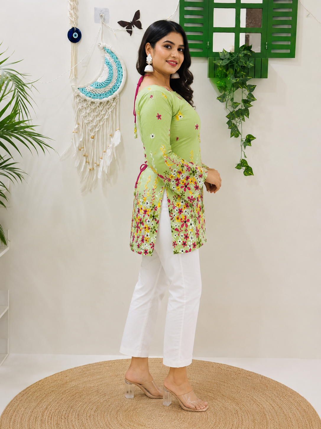 Pistachio Petal Tie-Up Corset Kurti