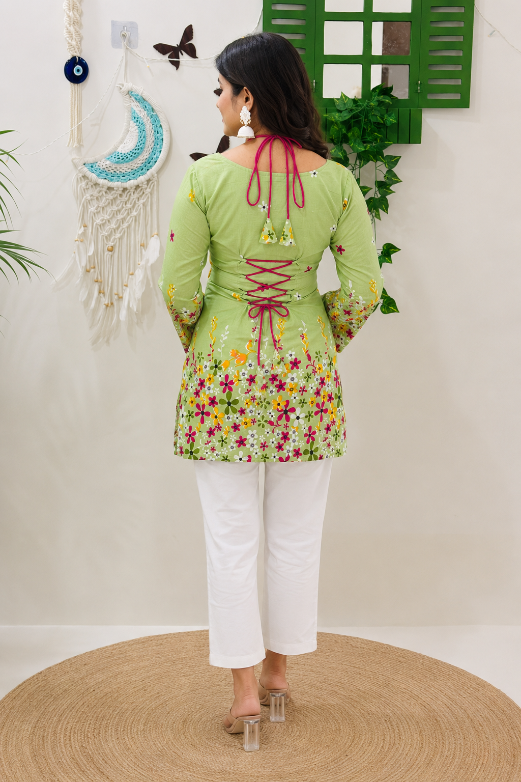 Pistachio Petal Tie-Up Corset Kurti