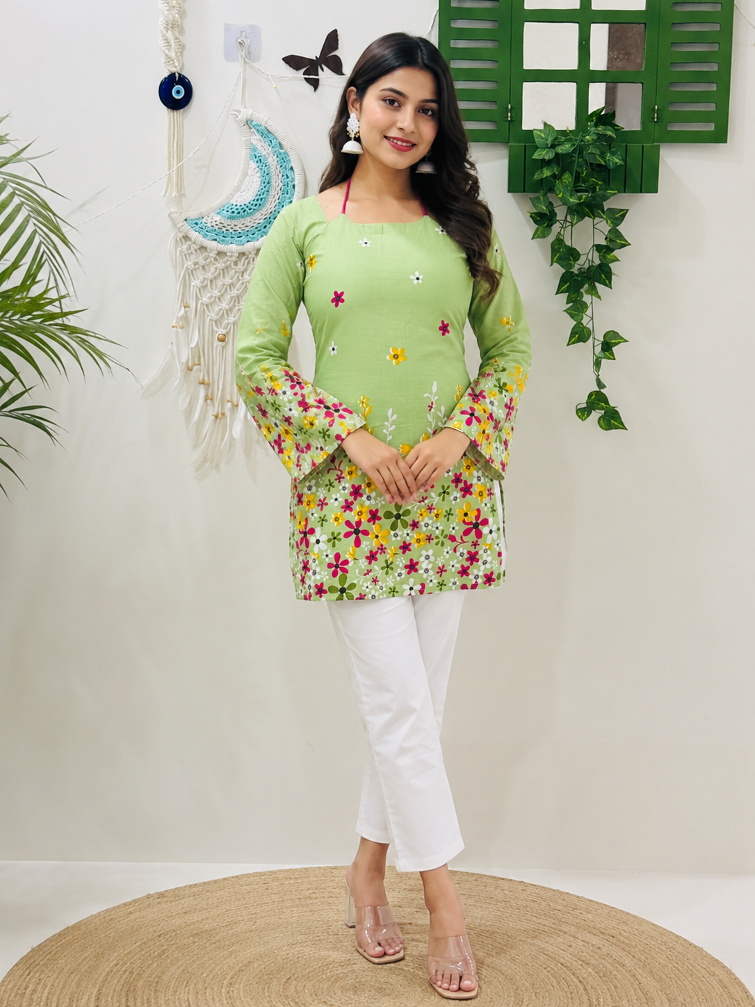 Pistachio Petal Tie-Up Corset Kurti